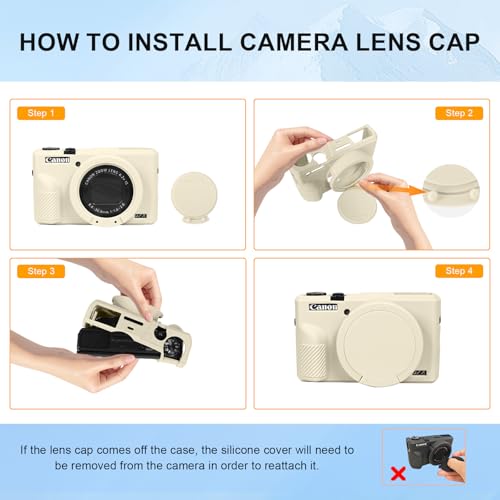 Easy Hood G7X Mark III Case, Protective Case for Canon Powershot G7X Mark III Digital Camera, Removable Lens Cover Silicone Sleeve Soft Camera Cover Rubber Protective Body Skin- Beige - Image 4