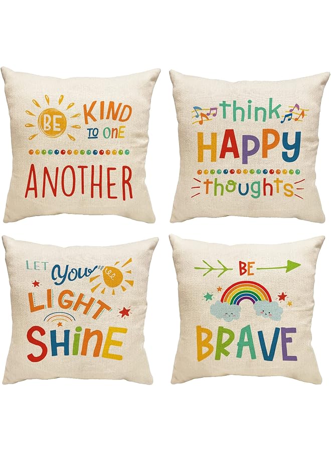 Green Tiger Rainbow Classroom Throw Pillow Covers 18x18 Inch Set of 4 Reading Calm Down Corner School Nursery Decor Throw Pillow Covers Teacher Counselor Must Haves - Image 1