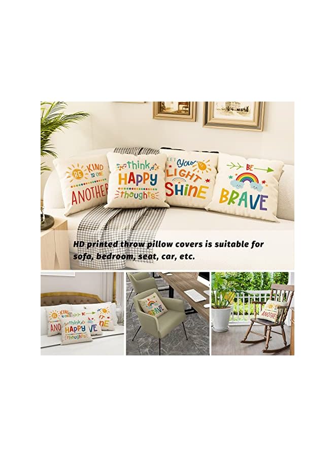 Green Tiger Rainbow Classroom Throw Pillow Covers 18x18 Inch Set of 4 Reading Calm Down Corner School Nursery Decor Throw Pillow Covers Teacher Counselor Must Haves - Image 3