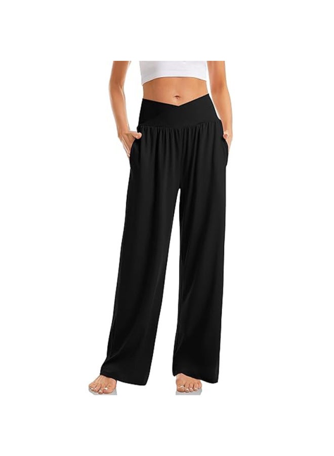 European And American New Women's Cross Wide-leg Casual Loose Yoga Sports Home Elegant Trousers