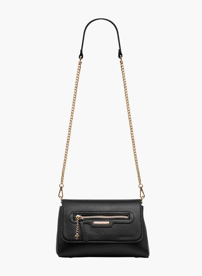 Celeste Solid Crossbody Bag with Detachable Chain Strap and Button Closure