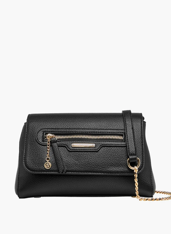 Celeste Solid Crossbody Bag with Detachable Chain Strap and Button Closure
