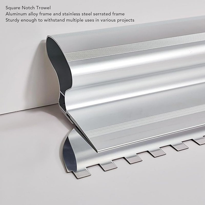 24 Inch Square Notch Trowel for Tile Adhesive Spreading and Flooring Masonry Work - Image 4