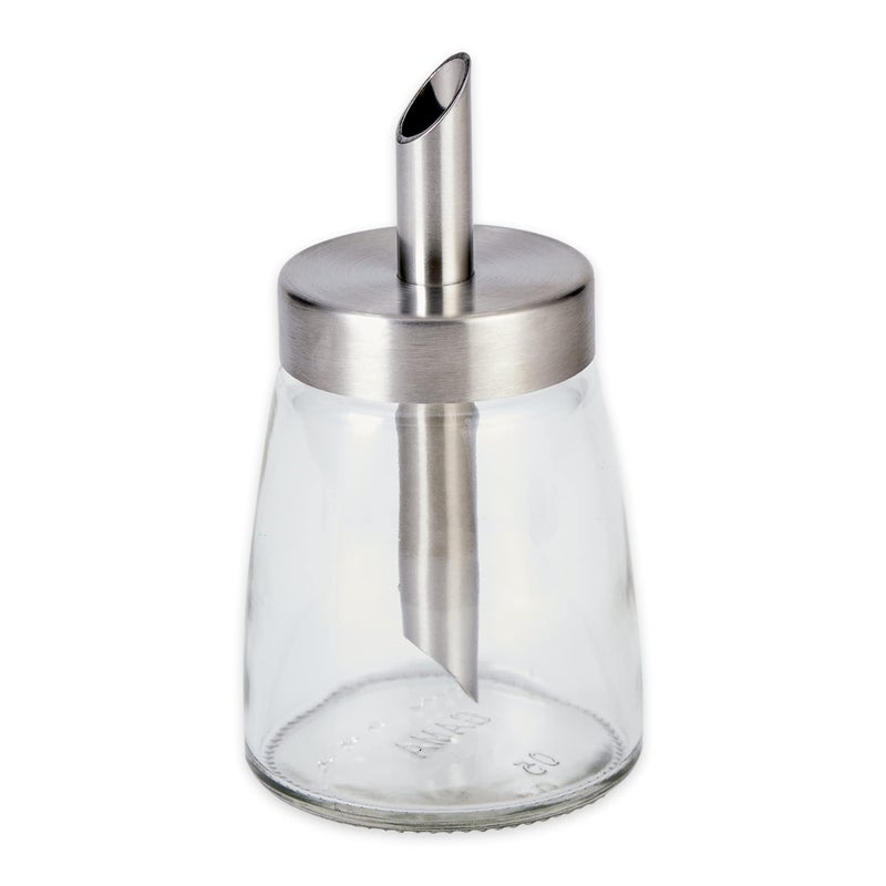 RSVP RSVP International Glass Sugar Dispenser with Pour Spout Stainless Steel Lid, Sleek Decorative Design for Countertop, - Image 1