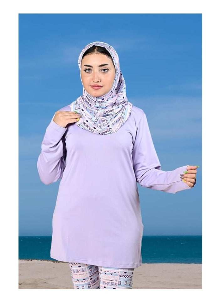 Women Modest Muslim Swimwear with Full Cover Hijab Long Sleeves Swimsuit 3pcs Islamic Burkinis Wear Bathing Suit with geometric print for Hijab and pants. - pzsku/Z8EB962296C1D8EDFAD24Z/45/_/1709426162/b020a028-9860-4634-b2ea-dc5beb0f405d