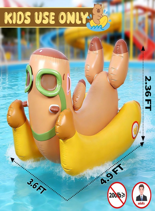 Capybara 72'' Pool Float for Kids with Sprinkler, Inflatable Pool Float, 3-in-1 Water Toy Pool Raft & Rocking Rider, Summer Outdoor Water Toys for Yard, Pool & Beach - Image 2
