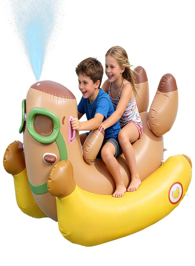 Capybara 72'' Pool Float for Kids with Sprinkler, Inflatable Pool Float, 3-in-1 Water Toy Pool Raft & Rocking Rider, Summer Outdoor Water Toys for Yard, Pool & Beach - Image 1