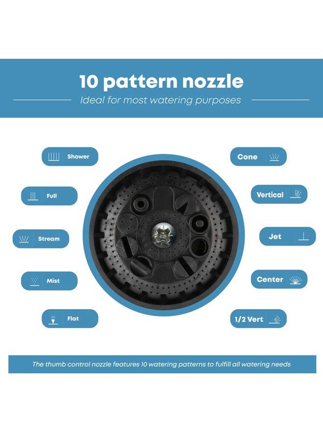 INNAV8 Water Hose Nozzle Sprayer - 10 Spray Patterns, Thumb Control, On/Off Valve for Easy Water Control - High Pressure Garden Hose Nozzle - Image 3