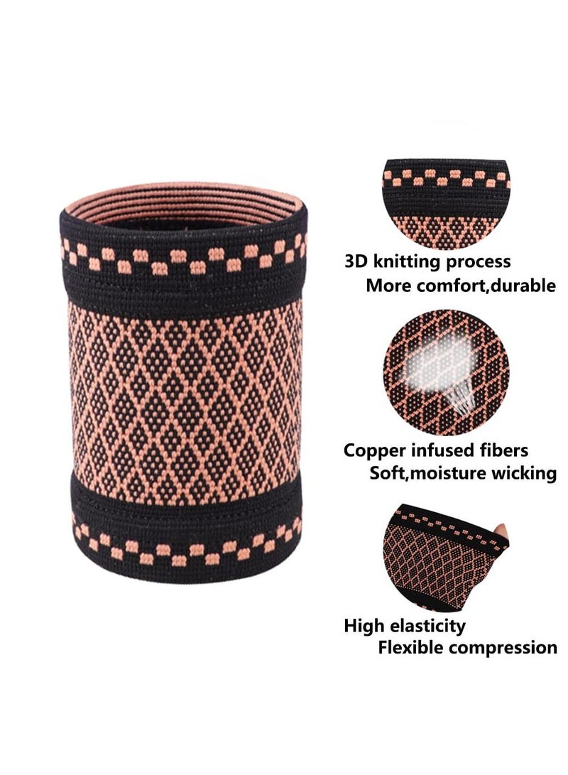 Sweet seven Copper Wrist Compression Brace (2Pcs) - Elastic Support Sleeves for Tendonitis, Arthritis, Carpal Tunnel Pain Relief - Soft Wrist Wrap Wristbands for Sport, Fitness, Typing (Size: M)  - Image 2