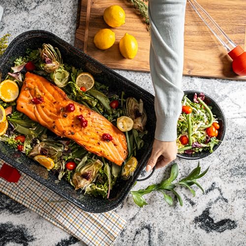 Granite Ware 21-Inch Covered Rectangular Roaster - Enamel Steel Cookware, Nonstick & Chemical-Free, Dishwasher Safe - 25 Lb Capacity, Large Roasting Pan for Meats, Poultry, Vegetables (Speckled Black) - Image 2