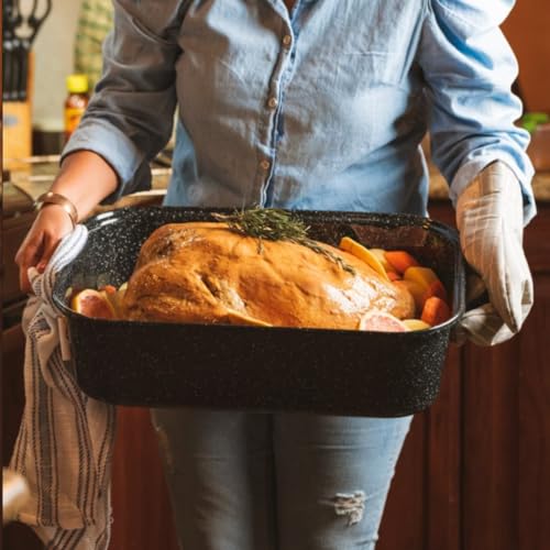 Granite Ware 21-Inch Covered Rectangular Roaster - Enamel Steel Cookware, Nonstick & Chemical-Free, Dishwasher Safe - 25 Lb Capacity, Large Roasting Pan for Meats, Poultry, Vegetables (Speckled Black) - Image 3