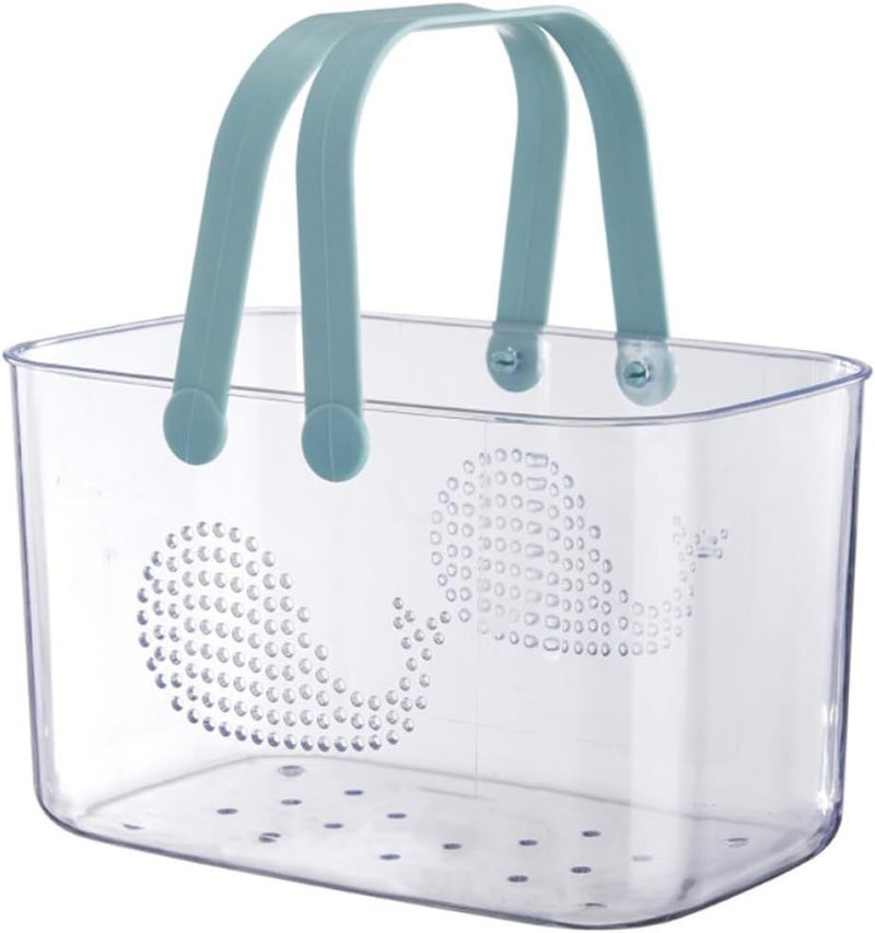 Whale-shaped Shower Basket Portable Plastic Tote with Handle, Blue Bathroom Organizer Basket for Home Storage, Large Capacity Drainage Caddy for Shower and Bath Accessories - Image 1