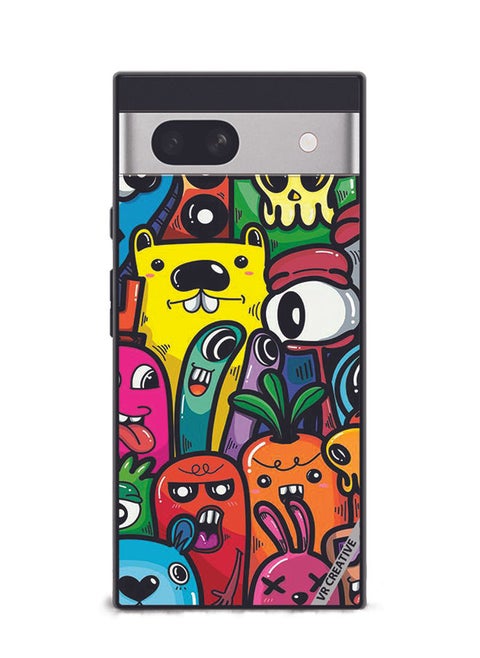 Protective Case Cover For Google Pixel 7a Cartoon3 Design Multicolour