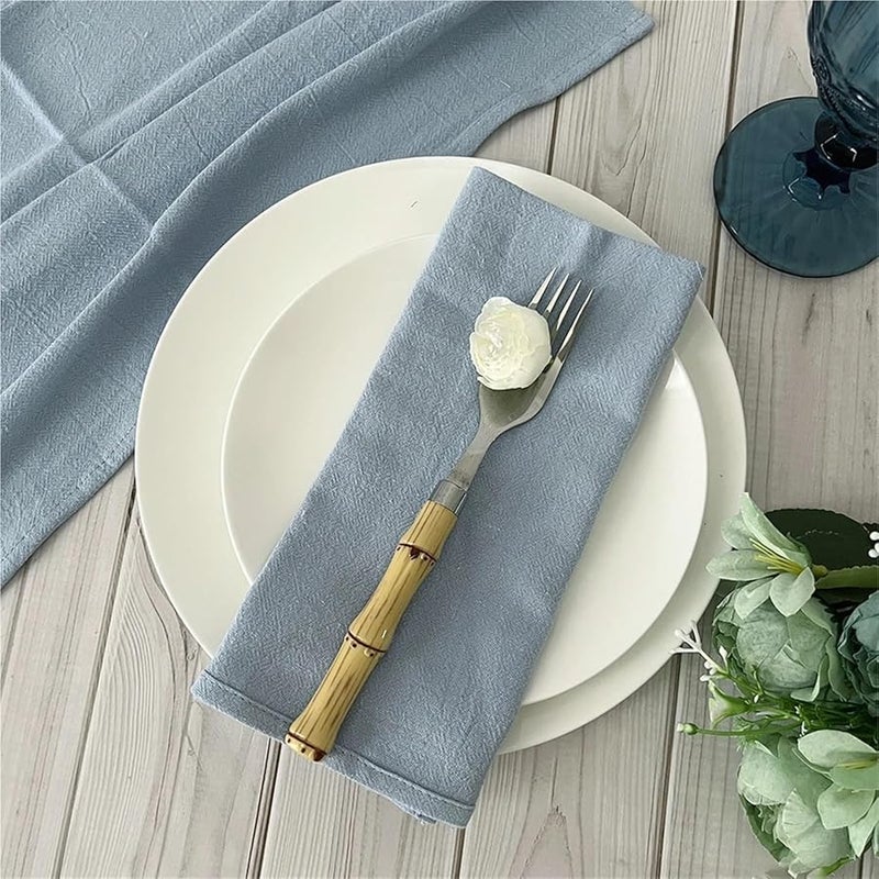Dusty Blue Cotton Cloth Napkins 12Pcs 30x45cm Kitchen Serviette Table Decor - Image 1