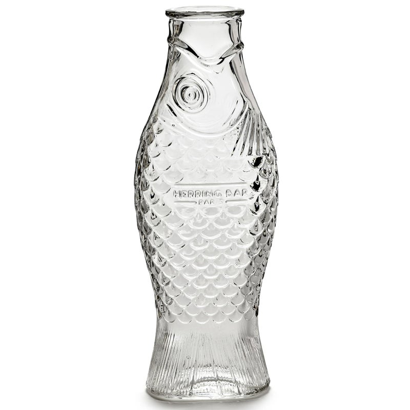 Serax Glass Water Pitcher | Fish & Fish glassware by Paola Navone | Wine Carafe Decanter 28.74 fl oz | Clear Bottle Container for hot and cold Drinks | Beverage Dispenser for Fridge | Suitable as Vase - Image 1