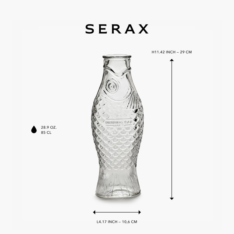 Serax Glass Water Pitcher | Fish & Fish glassware by Paola Navone | Wine Carafe Decanter 28.74 fl oz | Clear Bottle Container for hot and cold Drinks | Beverage Dispenser for Fridge | Suitable as Vase - Image 2