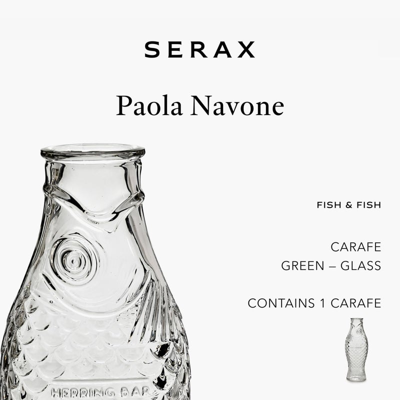 Serax Glass Water Pitcher | Fish & Fish glassware by Paola Navone | Wine Carafe Decanter 28.74 fl oz | Clear Bottle Container for hot and cold Drinks | Beverage Dispenser for Fridge | Suitable as Vase - Image 3