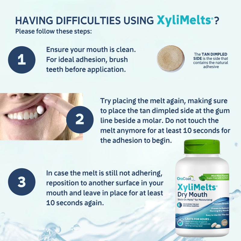 Oracoat XyliMelts for Dry Mouth Night Time or Day - Moisturizing Dry Mouth Adhering Discs, Sugar Free with Xylitol, 230 Count, Mint Flavor, 8-Hour Relief - Image 3