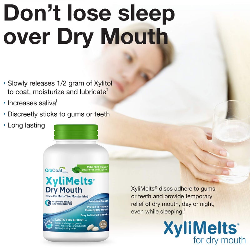 Oracoat XyliMelts for Dry Mouth Night Time or Day - Moisturizing Dry Mouth Adhering Discs, Sugar Free with Xylitol, 230 Count, Mint Flavor, 8-Hour Relief - Image 4
