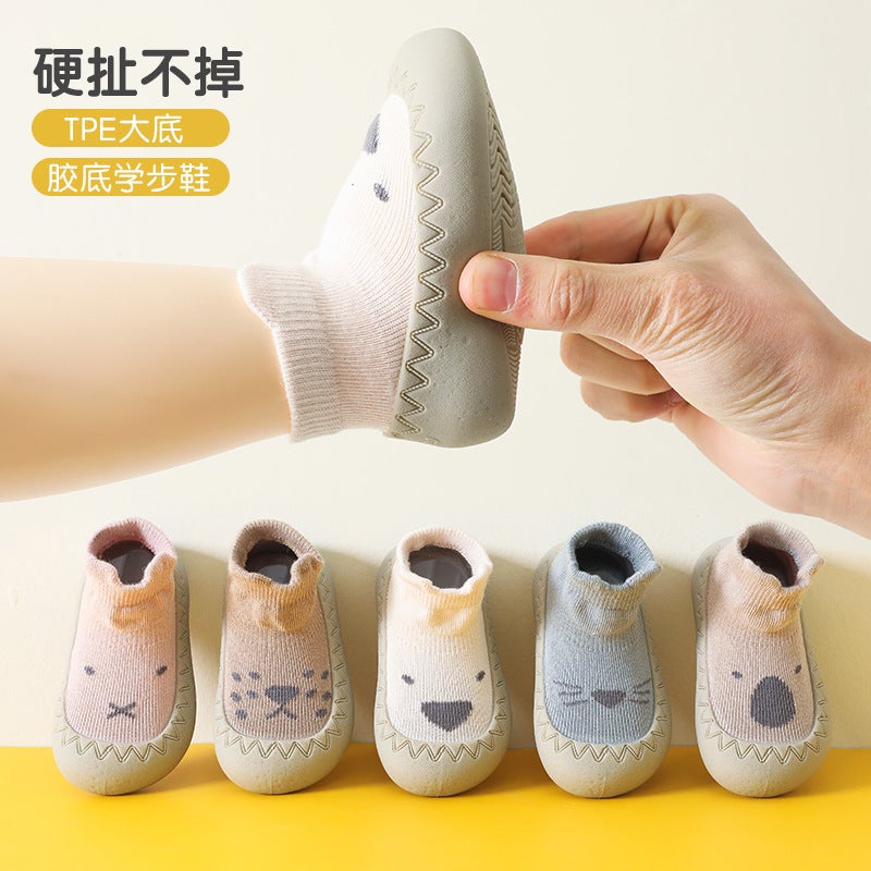 Baby Floor Socks Cotton Thin Section Non-Slip Soft Bottom - Pink Toddler Socks for 6-12 Months - Image 1
