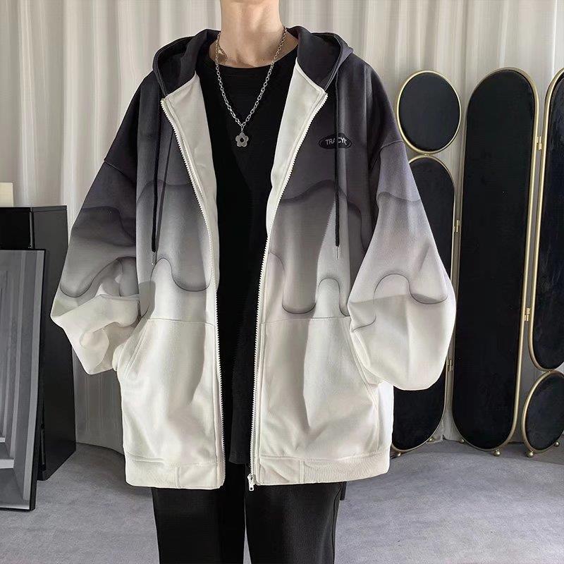 Gradient Hooded Jacket Plus Size WinterGradient Black Gradient Black