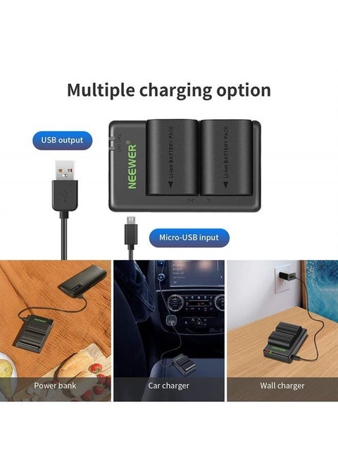 Replacement LP-E6NH Battery Rechargeable Battery Charger Set Compatible with Canon EOS R7, EOS R5, EOS R6 R6 II, EOS R, 5D II III IV, 6D, 6D II, 7D, 7D II, 70D, 80D, 90D(2-Pack, Micro USB Port)
