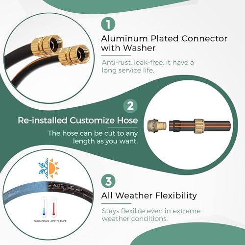 Giraffe Tools Garden Hose 5/8" Custom Length, No Kink, Flexible, Leakproof Water Hose, 600 Burst PSI, 6ft Male Female Fittings,Black Orange - Image 3