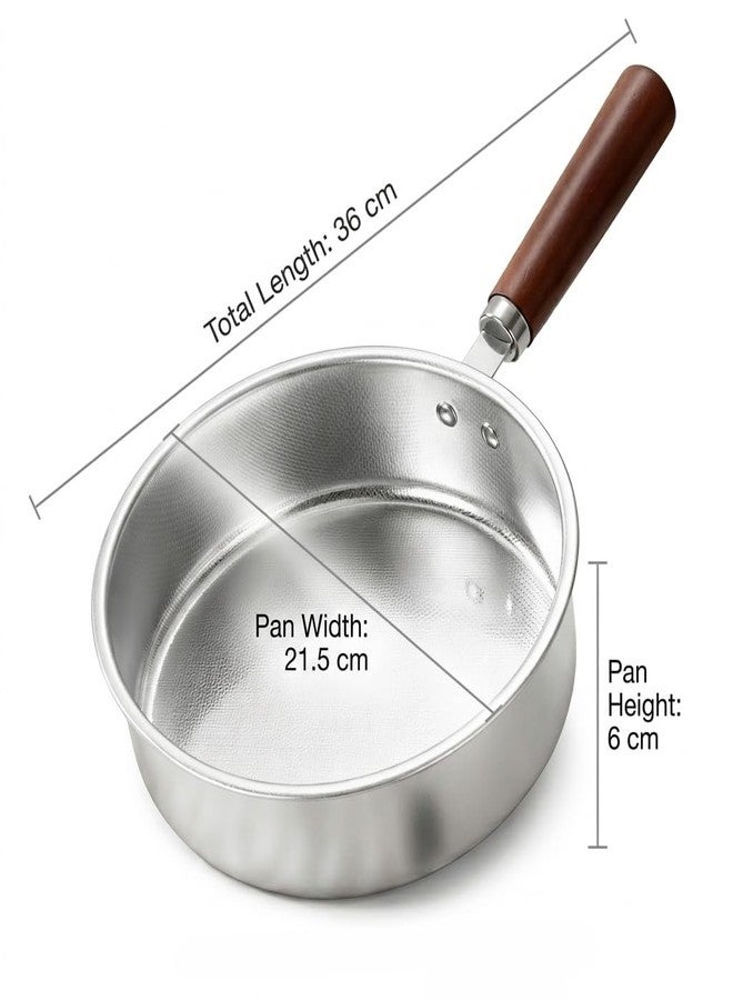 Gyanadh Stainless Steel Frying Pan with Wooden Handle Multi-Purpose Omelette Pan Round Skillet for Eggs Steak Pancake Frying Everyday Cooking Durable Easy Clean Kitchen Cookware - Image 2