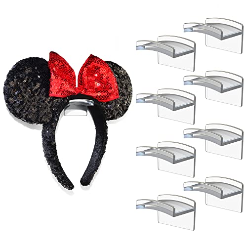 Modern JP Modern JP Adhesive Hooks for Disney Ears 8Pack  Minimalist Disney Ear Holder No Drilling Headband Holder Design Strong Hold Headband Organizer  USA Patented Clear 