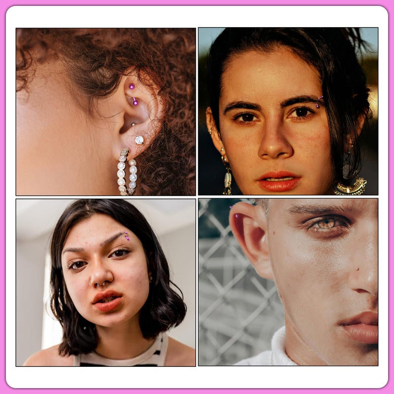 BLISI Eyebrow Piercing Jewelry Titanium Vertical Labret Lip Jewelry Pink Eyebrow Rings 16G Curved Barbell Piercing Jewelry 6mm/8mm/10mm/12mm Ear Rook Small Belly Button Ring Bridge Eyebrow Piercing - Image 4