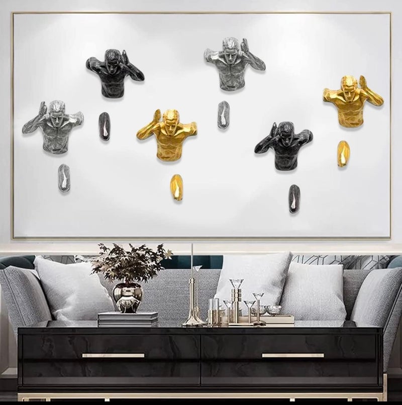 ZOVE ZOVE Metal Wall Art Set Of 6 Aluminium Metal Running Man Wall Hanging Home Decoration Perfect for Living RoomHotelRestaurantBedroomDrawing Room Color Electroplated GoldSilverBlack  - Image 2