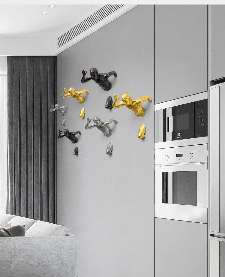 ZOVE ZOVE Metal Wall Art Set Of 6 Aluminium Metal Running Man Wall Hanging Home Decoration Perfect for Living RoomHotelRestaurantBedroomDrawing Room Color Electroplated GoldSilverBlack  - Image 5