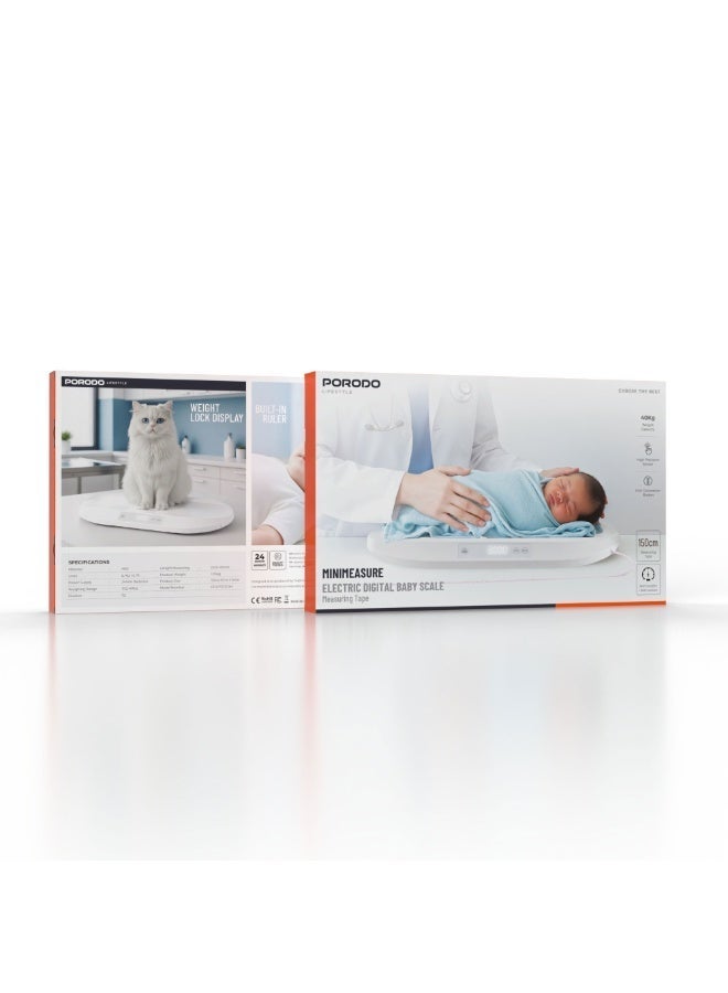 porodo Electric Digital Baby Scale for weighing up to 40kg, Large LED Screen, Includes Measuring Tape, Accurate Digital Scale for Infant Babies, Newborn Puppy, and Cat - Image 5