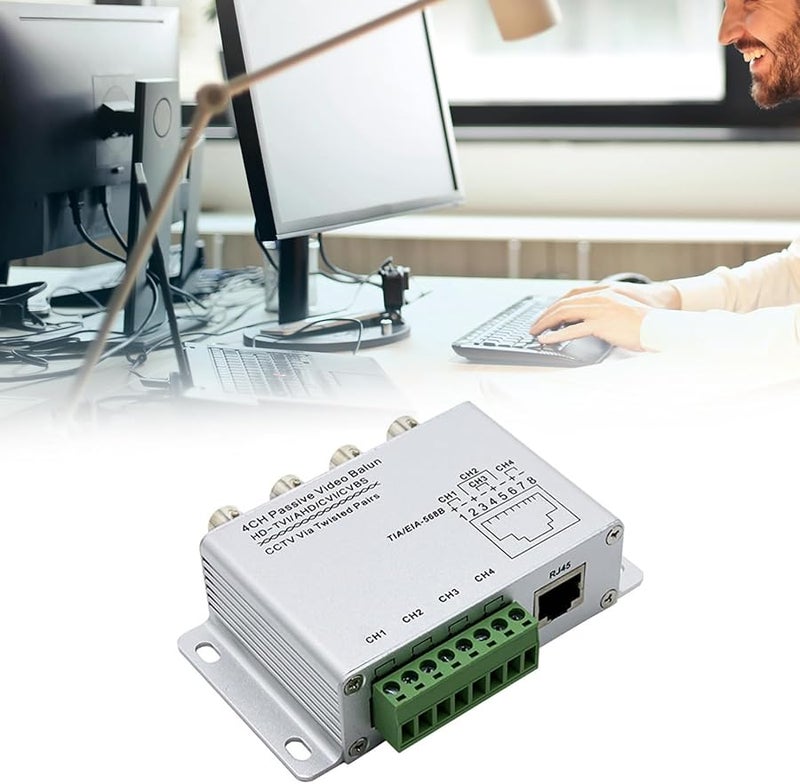 UTP 4 Channel Passive Video Balun BNC to RJ45 Adapter for Surveillance Camera Systems - Image 3