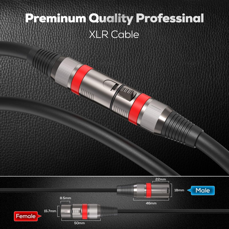 Bietrun XLR Cables 25FT/8M 2 Packs, Premium Heavy Duty Balanced Microphone Cable with 3-Pin XLR Male to Female Microphone Cord Connector Compatible with Microphones,Mixer,Speaker Systems,Preamps and More - Image 4