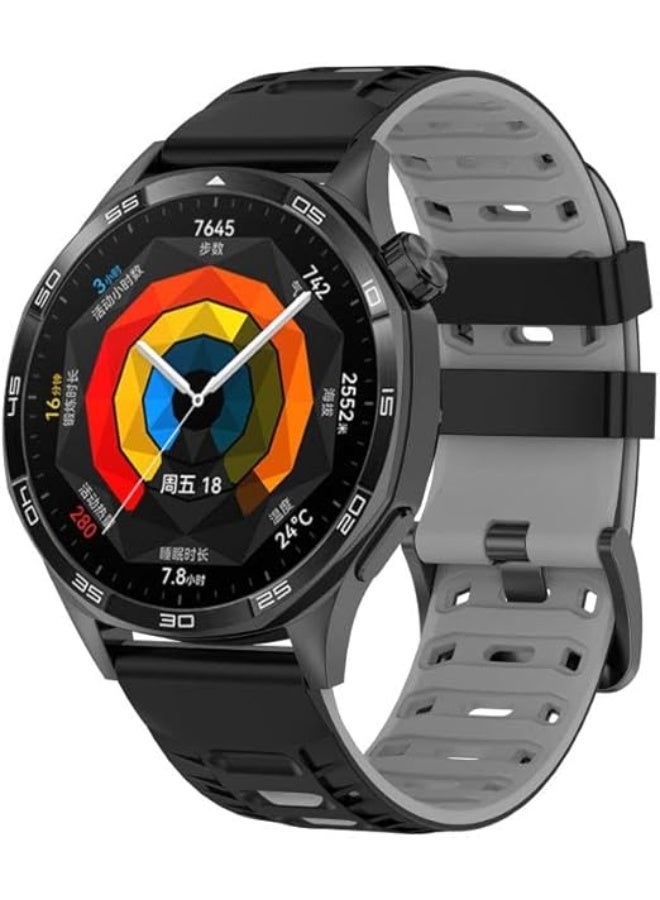 ECO Universal 22mm Silicone Watch Strap, Quick Release Watch Straps for Men and Women, Skin-friendly, Soft, Replacement Strap for 22mm Compatible with Amazfit/Huawei/MI/Fossil/samsung (Black Gray) - Image 1