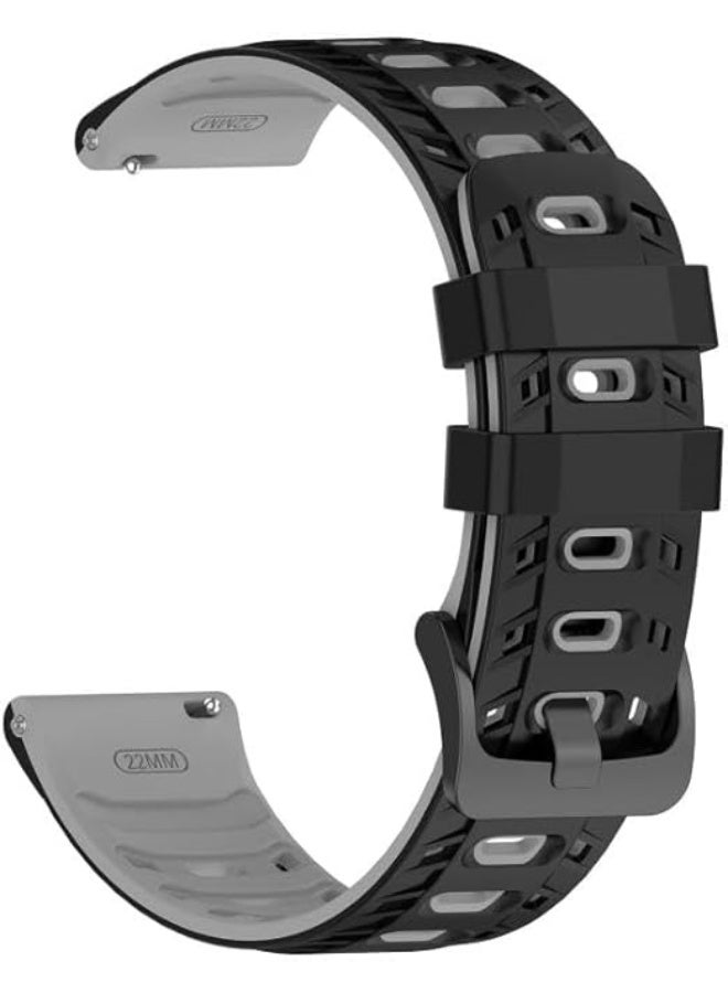 ECO Universal 22mm Silicone Watch Strap, Quick Release Watch Straps for Men and Women, Skin-friendly, Soft, Replacement Strap for 22mm Compatible with Amazfit/Huawei/MI/Fossil/samsung (Black Gray) - Image 3