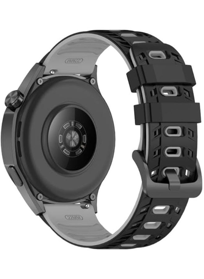 ECO Universal 22mm Silicone Watch Strap, Quick Release Watch Straps for Men and Women, Skin-friendly, Soft, Replacement Strap for 22mm Compatible with Amazfit/Huawei/MI/Fossil/samsung (Black Gray) - Image 4