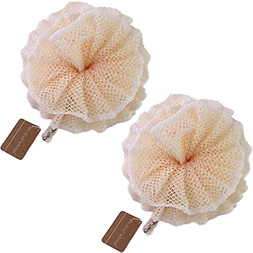 Mr.Cui'shop Super Exfoliating Home Spa Weave Loofah Shower Sponge Pouf Mesh Brush - Bath Spa Puff Scrubber Ball - Face Body Poof - Rich Foams Bubble（4.7" Each） Pack of 2 - Image 1