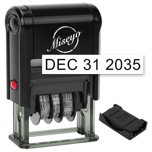 Miseyo Self Inking Date Stamp - Black (2 Black Refill Ink pad Included) - Image 1