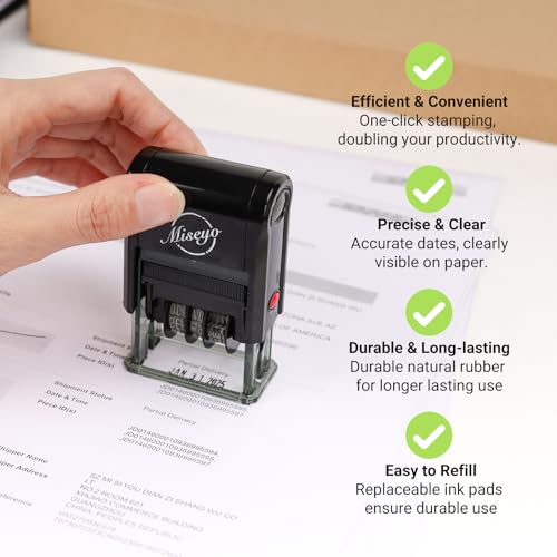 Miseyo Self Inking Date Stamp - Black (2 Black Refill Ink pad Included) - Image 3