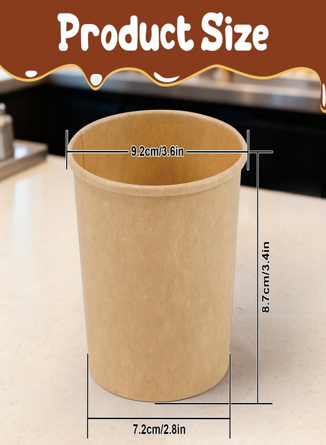 Extrapins 100 Pack Ice Cream Cups, 12 oz Kraft Paper Soup Cups, Disposable Paper Dessert Bowls, Soup Containers for Party Supplies, Ice Cream Bowls for Hot or Cold Food Sundae Frozen Yogurt, Brown - Image 2