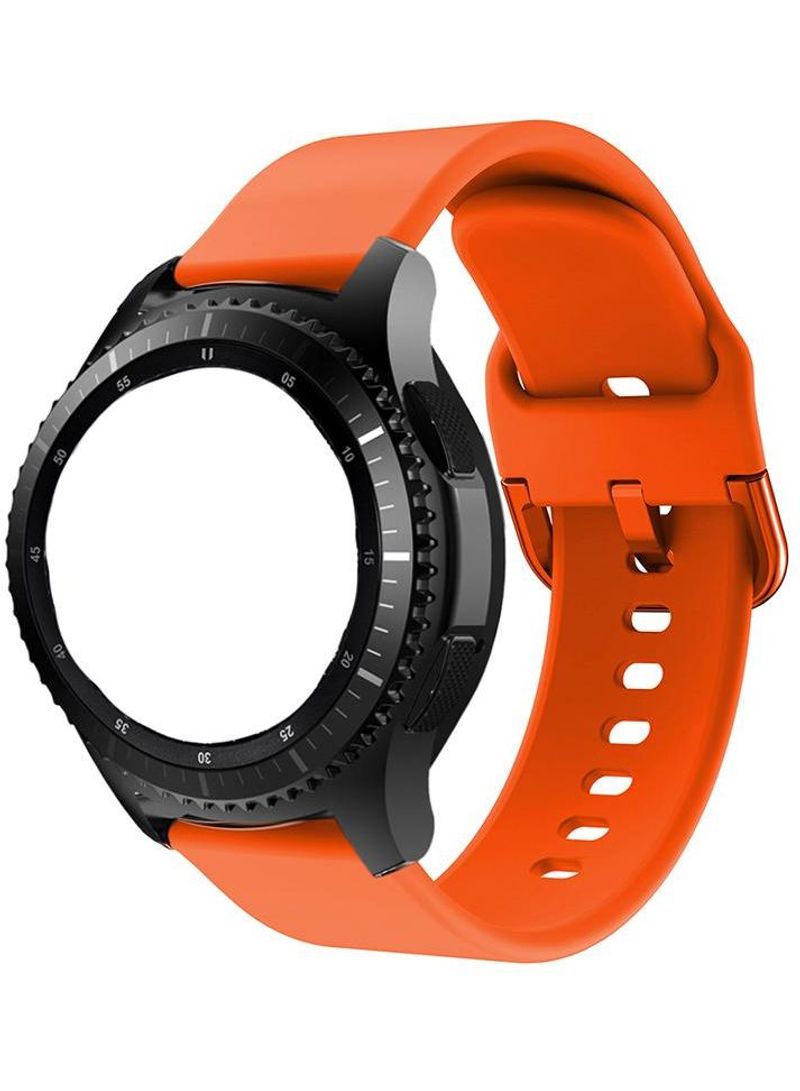 NIBEMINENT Replacement Silicone Smartwatch Band For Samsung Galaxy Watch Gear S3/Frontier S3/Classic Huawei Gt2/Huawei Gt1 Black/Orange