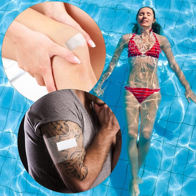 Woanger 120 Pcs Transparent Stretch Adhesive Bandage Waterproof Bandage Transparent Film Dressing Clear Bandages Waterproof Tattoo Bandages Patch Film Cover2 3 4 5 6 8 in - Image 5