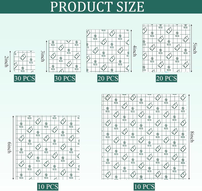 Woanger 120 Pcs Transparent Stretch Adhesive Bandage Waterproof Bandage Transparent Film Dressing Clear Bandages Waterproof Tattoo Bandages Patch Film Cover2 3 4 5 6 8 in - Image 2