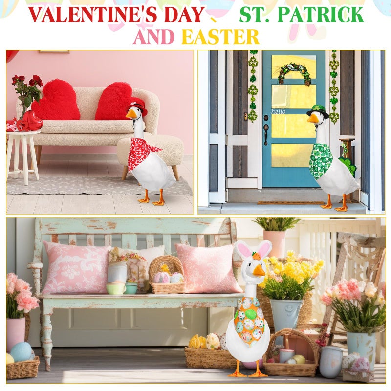 Silicherry 7 Set Holiday Porch Goose Outfits All Seasons Spring Valentine St. Patrick's Day Easter Lawn Porch Geese 4th of July Clothes for Goose Garden Patio Yard Lawn Decor(Bandannas) - Image 3