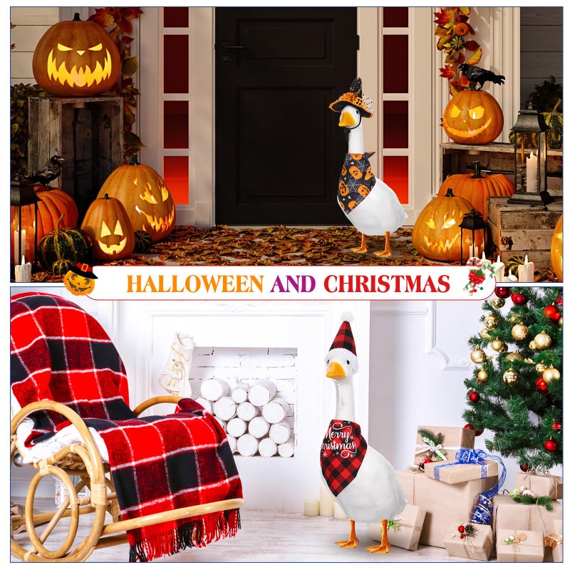Silicherry 7 Set Holiday Porch Goose Outfits All Seasons Spring Valentine St. Patrick's Day Easter Lawn Porch Geese 4th of July Clothes for Goose Garden Patio Yard Lawn Decor(Bandannas) - Image 4
