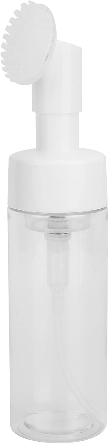 Foam Bottle with Brush Mousse Foaming Bottle Silicone Brush Empty Refillable Facial Cleanser Foaming Bottle Transparent 100ML