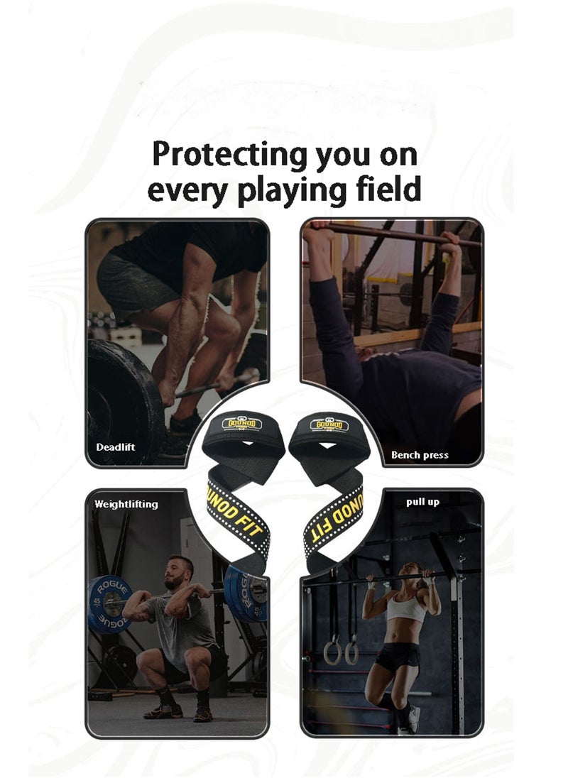 Rock Pow Cotton Hard Pull Wrist Lifting Straps Grips Band-Deadlift Straps with Neoprene Cushioned Wrist Padded and Anti-Skid Silicone - for Weightlifting Bodybuilding Xfit Strength Training  - Image 4