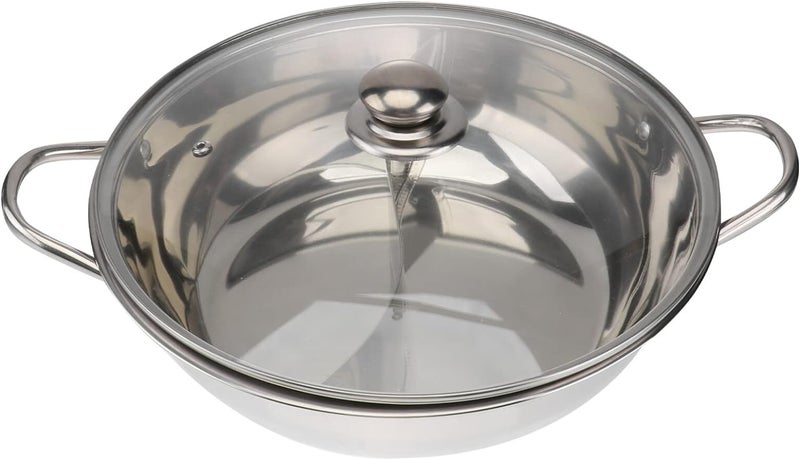 Matiko Stainless Steel Shabu Shabu Hot Pot Pot with Divider for Induction Cooktop Gas Stove  - Image 1